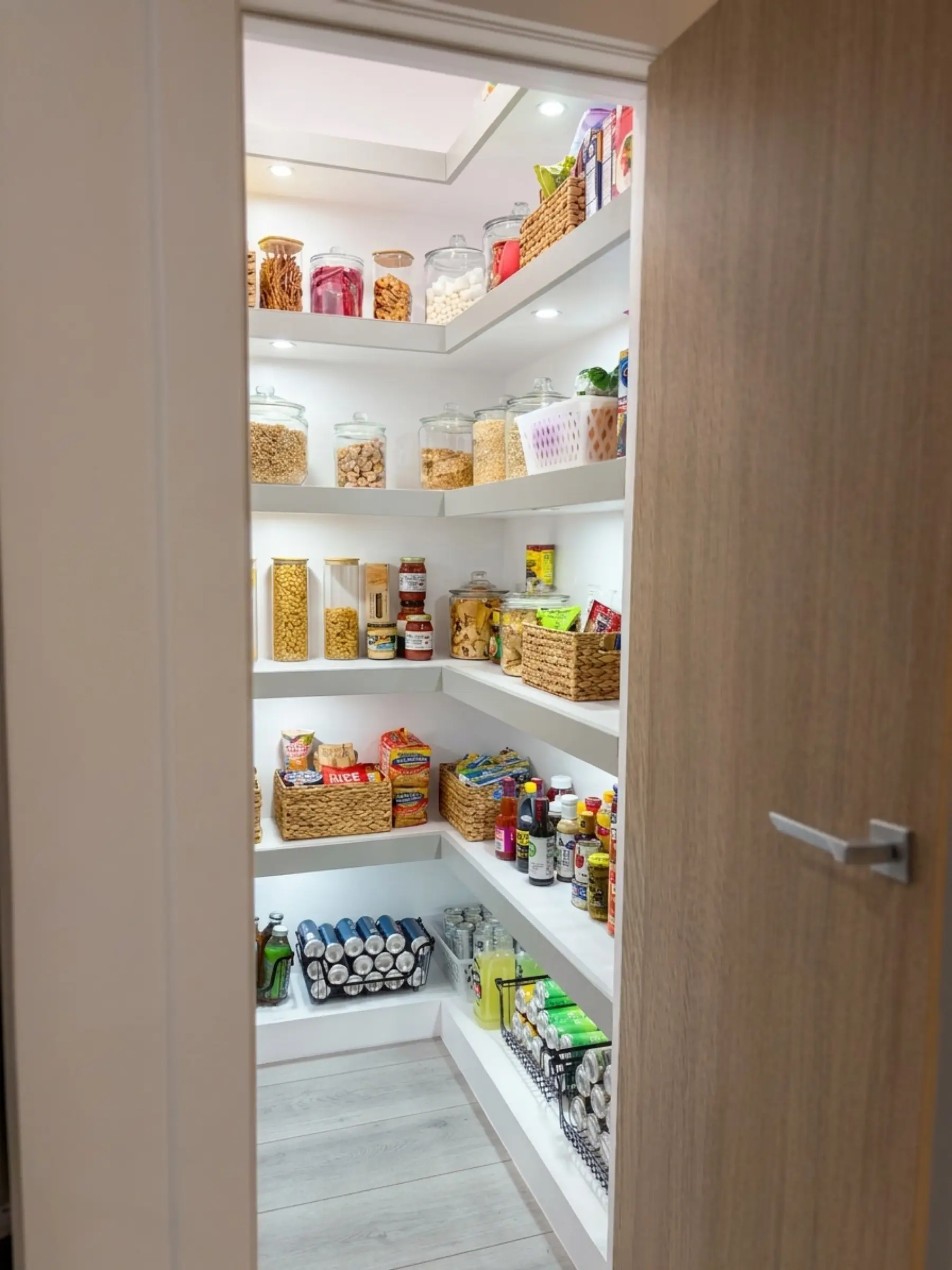 Walk-in pantry with custom shelving
